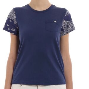 Ralph Lauren Polo Classic Fit Bandanna Jersey Tee Shirt in Classic Navy Sz Small